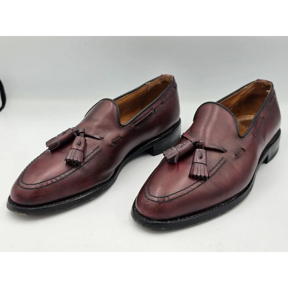 Allen Edmonds Grayson Burgundy Brown Tassel Loafer Dress Shoes Mens Size 9 D